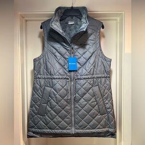 Columbia Copper Crest Mid Vest Womens Large Grey Quilted Plush Lined New Tag